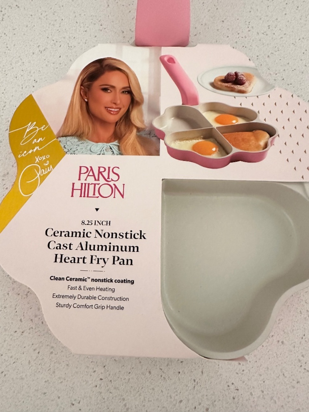 Paris Hilton 8 in Non-Stick Ceramic Heart Shaped Stick Fry Pan NWT
